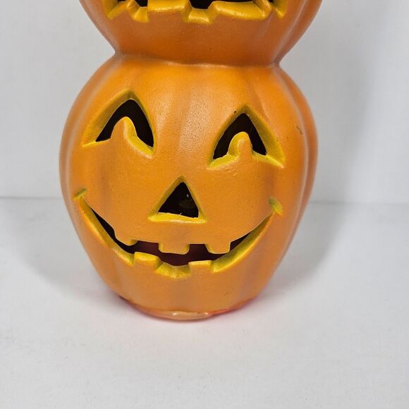 3 Stacked Foam Pumpkins Halloween Jack O Lanterns 1998 Vintage NON WORKING - Picture 4 of 16